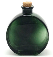 Mini Dark Green Colored Glass Round Canteen Style Apothecary Jar / Bud Jar H=4in picture