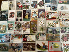 ~Lot of 43 Antique 1900's~Mixed Topics Greetings Postcards~All with stamps-k184 picture