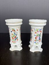Pair Of Antique French Spull Vases White With Flowers picture