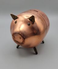 Vintage Coppercraft Guild Mid-Century Copper & Brass Piggy Bank Curly Tail  picture