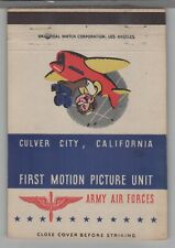 Matchbook Cover Post Card US Army AAF First Motion Picture Unit Culver City, CA picture