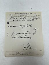 1943 Vintage Doctors Handwritten Prescription Cocaine 10% Otto Rubens Dover NJ picture
