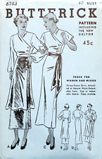 RARE 1930s BUTTERICK 6283 BUST 40 DRESS SLEEVE VARIATIONS UC/FF picture