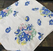Vtg 1950’s Thomaston Mills Pedigree Iris Tulips Floral Cotton Tablecloth 46