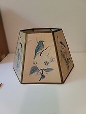 Vintage Antique Lamp Shade Art LaMay Birds 6 Panel Paper 1950 1960 picture