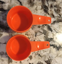 Lot of 2 Vintage Tupperware Measuring Cups Orange 2/3 & 3/4 Cup picture