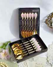 Vintage Collectibles Adorable Set Spoons Teaspoon Stainless Steel Kitchen Gold  picture