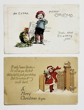 Antique Christmas Holiday Postcards Little Girl / Little Boy EXTRA   Unposted  picture