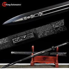 43''Black Dragon Chinese Han Dynasty Jian Double Edge 1095 Steel Straight Sword picture