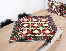 Suzani Uzbek Embroidered Table Cover 3.41' x 3.58' VINTAGE FAST Shipment 15403 picture