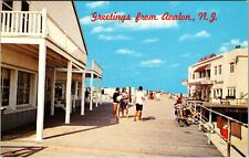 Avalon NJ-New Jersey, Greetings, Boardwalk Scene Vintage Postcard picture