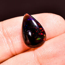 02.35Cts. Natural Black Ethiopian Opal Pear 09x14x04 MM Cabochon Loose Gemstone picture