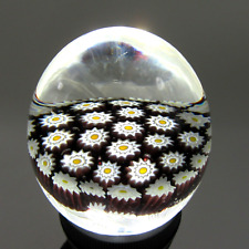 Vintage Murano Glass Italy Millefiori Star Flowers Art Italian Glass Paperweight picture