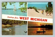 West MI-Michigan, Banner Greetings  Vintage Souvenir Postcard picture