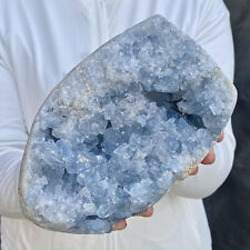 6.98LB Natural Beautiful Blue Celestite Crystal Geode Cave Mineral Specimen picture
