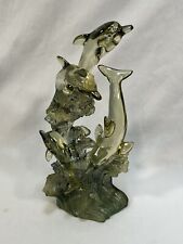 Dolphins Swimming in the Waves Statue Sea Life Figurine Room Decor picture