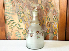 Antique Bohemian Hand Painted Rose Vine Floral Opaline Glass Decanter picture