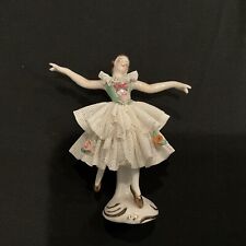 Antique Vintage German Dresden Lace Lady Porcelain Figurine Statue Very Rare picture