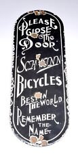 Vintage 12” Schwinn Bicycle Door Palm Push Porcelain Advertising Sign picture