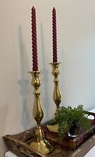 Vtg Pair Of 2 Solid Brass Taper Candlestick Dinner Candle Holder India 11 3/4” H picture
