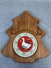Vintage Vermillion Wood Christmas Tree Shaped Goose Party Tray USA Made AWESOME picture