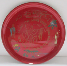 Vintage Red Lacquer Hawaii 1964 Worlds Fair Souvenir Plate 7.5
