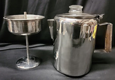 Coletti Stainless Steel Wood Handle 5 - 9 Cup Bozeman Stove Top Camp Coffee Pot picture