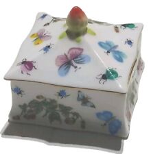 Vintage Ardalt Bone China Strawberry Butterfly Trinket Box picture