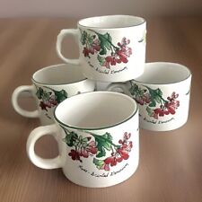 VTG 1997 Majesticware By Sakura Coffee Tea Cup Mug Set of 4 Geranium Sue Zipkin picture
