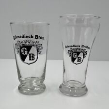 Two Vtg. Griesedieck Bros Beer Glasses Black Print Sham Bulge Top & Pilsner picture
