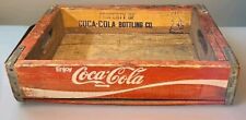 VINTAGE COCA-COLA RED/WHITE ENML PNTD WOOD BOX ADVRT SODA CRATE, W/TIN GOOD COND picture