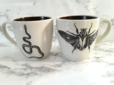 Lot of 2 Laura Zindel Snake Beetle 15 oz Brown Interior Coffee Cups Mugs picture