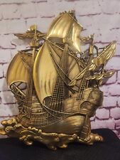 Vintage 1958 SYROCO #3663 Hanging Wall Art - Gold Pirate Ship picture