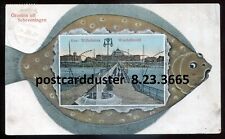 NETHERLANDS Scheveningen Postcard 1926 Harbor Promenade Fancy Fish Border picture