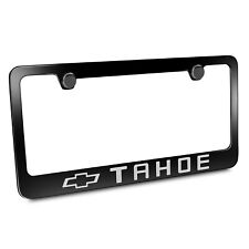 Chevrolet Tahoe Engraved Black Powder Finish Metal License Plate Frame picture