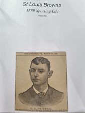 Charlie Duffee 1889 Sporting Life St. Louis Browns Vintage Newspaper Clip picture