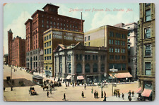 Postcard Omaha, Nebraska, Sixteenth and Farnam St., Horse, Old Car, A369 picture