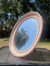 Vintage Circa 1960s Syroco Style Oval Mirror Vanity Easel Pink Flower Floral picture