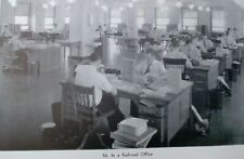 Vintage B&W Railroad Photo Inside a Railroad Office  picture