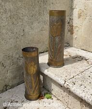 Pair of Rare, Very Large Antique WWI Trench Art Vases, c.1915 picture