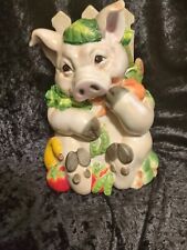 Vintage Fitz and Floyd Essentials Handcrafted Percy the Pig Cookie Jar Majolica picture