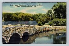 Geneva IL-Illinois, Island Park Scene, Fox River, River Valley Vintage Postcard picture