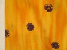 Vtg Fabric 100% Silk Slinky Orange Yellow Tie Dye Design Brown Black Dots 45x131 picture
