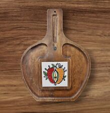 Vintage MCM Fruit Cheese Tray Wooden Decorative Tile, Inlay picture