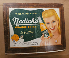1920s Nedicks Orange Drink In Bottles Sign Cardboard Litho E picture