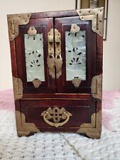 GORGEOUS Vintage Oriental Chinese Rosewood ,silk Inlay On Draws . picture