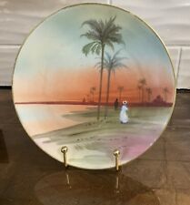 Antique Nippon Handpainted Plate Egyptian Bedouin figural palm desert Ceramic picture