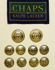 CHAPS REPLACEMENT BUTTONS 10 PC by RALPH LAUREN LIGHT GOLD TONE  METAL GOOD COND picture