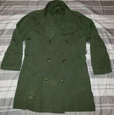 VINTAGE GREEN MILITARY OVERCOAT RAINCOAT WATER RESISTANT 36S picture