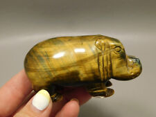 Hippopotamus Figurine Tiger-eye 3 inch Animal Carving #O504 picture